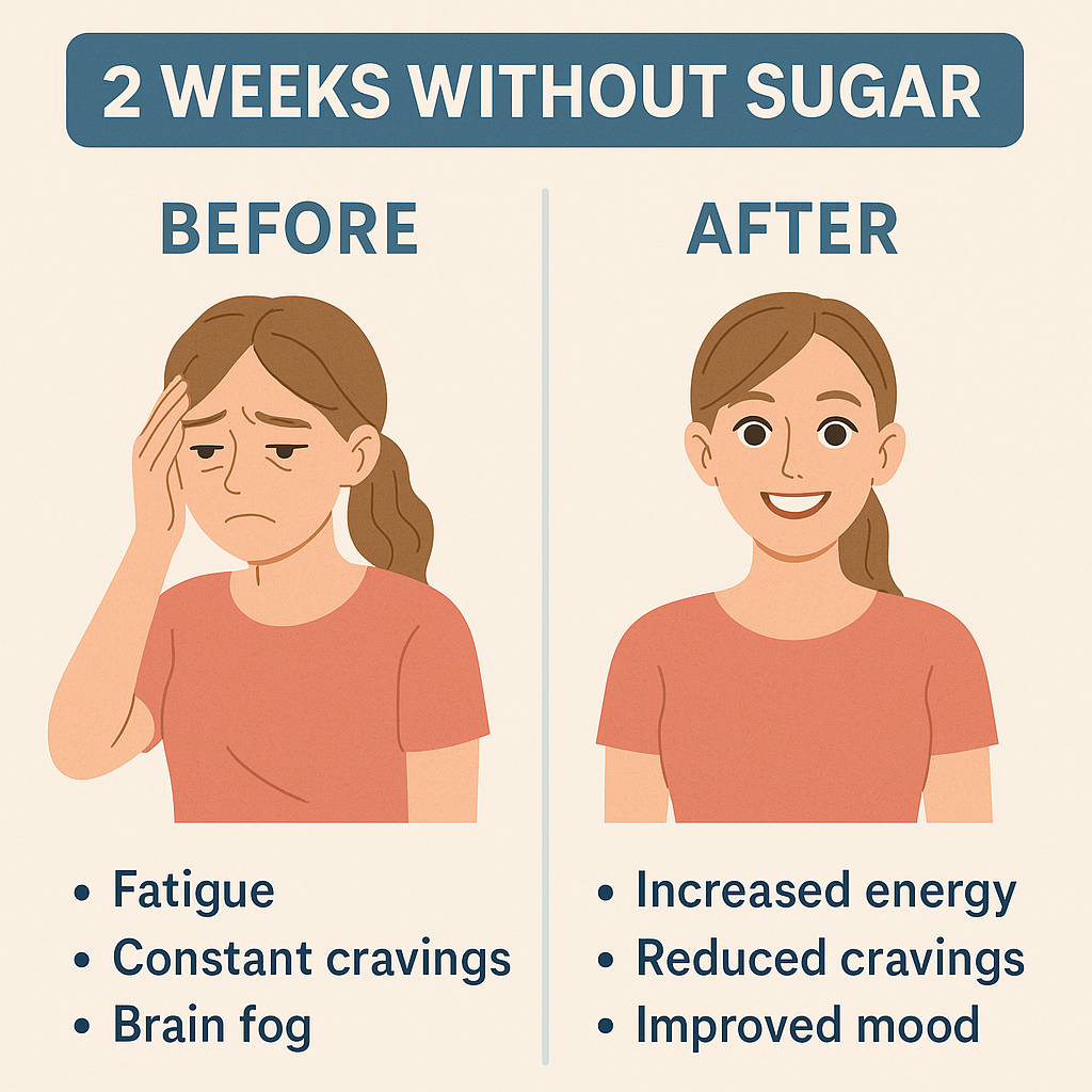 2 weeks before and after quitting sugar