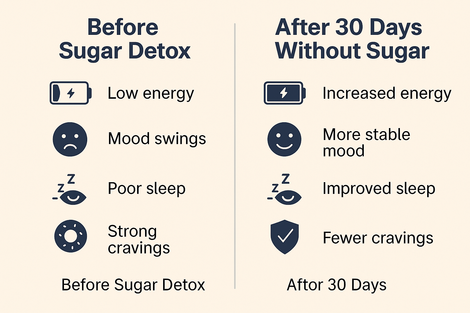 Before and After of a 30 day sugar detox